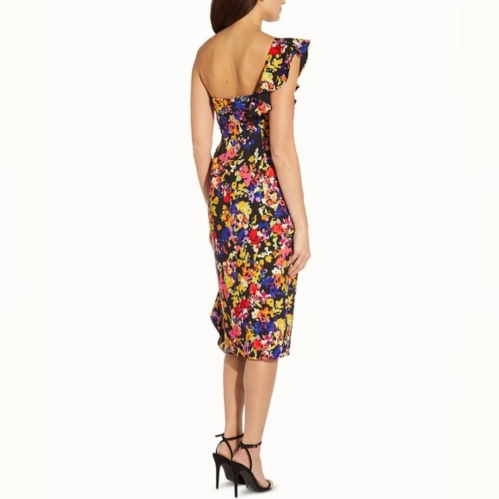NWT Aidan by Aidan Mattox Ruffled One-Shoulder Dress - Picture 2 of 9
